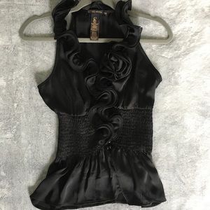 Dressy Black Satiny Halter Top
